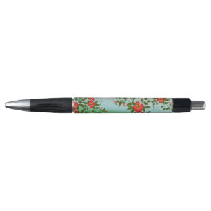 Red and Green Flower Pattern Pen