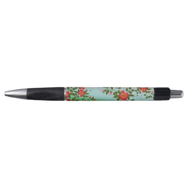 Red and Green Flower Pattern Pen (Front)