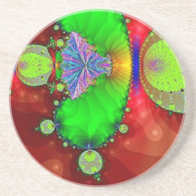 Red and Green Fractal Coaster (Front)