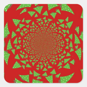 Red and Green Fractal Pattern Square Sticker