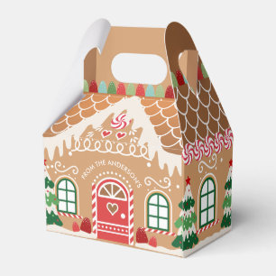 Red and Green Gingerbread House Favour Box