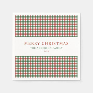 Red and Green Gingham Christmas Napkin