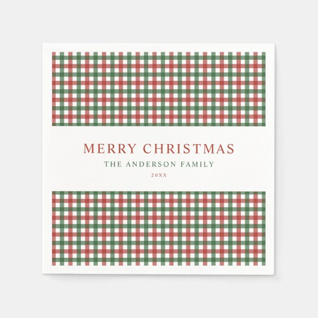 Red and Green Gingham Christmas Napkin (Front)