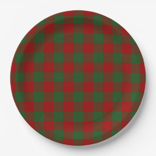 Red and Green Gingham Pattern Paper Plate