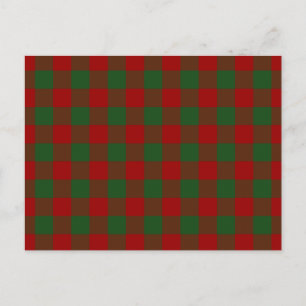 Red and Green Gingham Pattern Postcard