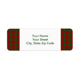 Red and Green Gingham Pattern return address label