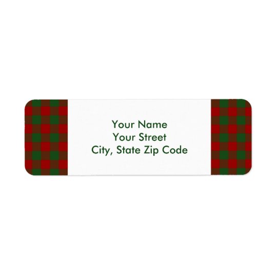 Red and Green Gingham Pattern return address label