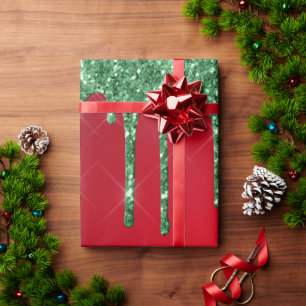 Red and green glitter christmas wrapping paper
