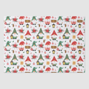 Red And Green Gnomes For Christmas Tissue Paper