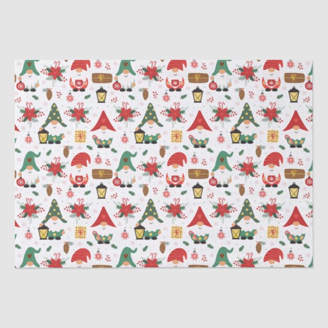 Red And Green Gnomes For Christmas  Tissue Paper (Front)