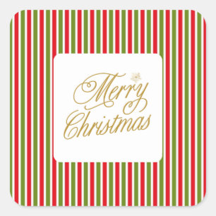 Red and green golden whiting Merry christmas Square Sticker