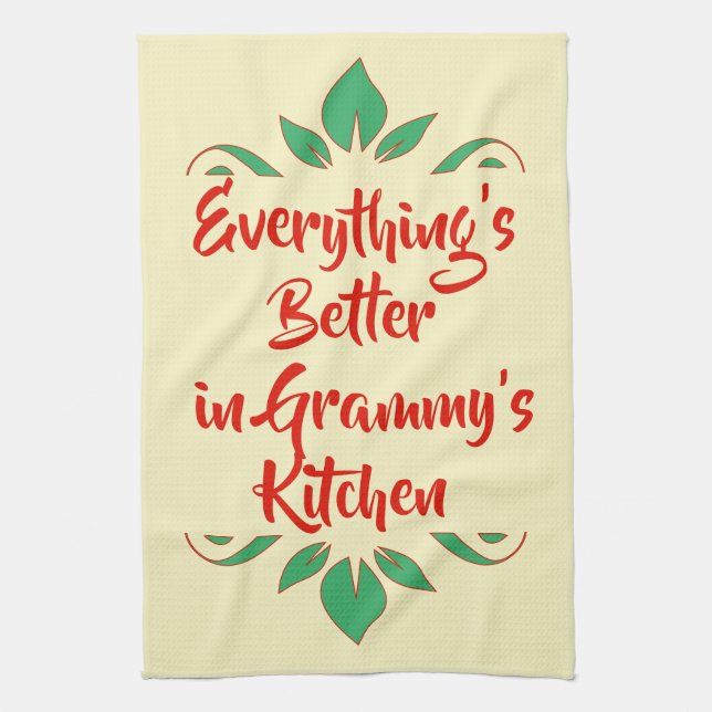 Red and Green Grammy's Kitchen Typography Design Kitchen Towel (Vertical)