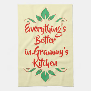 Red and Green Grammy's Kitchen Typography Design Towel