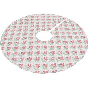 Red and Green Grandmillennial Christmas Damask Brushed Polyester Tree Skirt