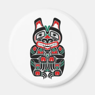 Red and Green Haida Spirit Bear Magnet