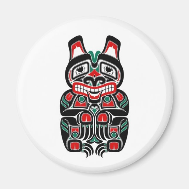 Red and Green Haida Spirit Bear Magnet (Front)