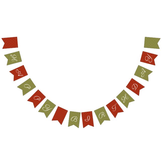 Red And Green Happy Birthday bunting banner (All)