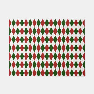 Red and Green Harlequin Diamond Argyle Pattern Doormat