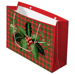 Red and Green Hawaiian Christmas Plaid Gift Bag