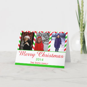 Red and Green Herringbone Christmas Photo Holiday Card