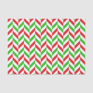 Red and Green Herringbone Pattern Christmas Tissue Paper