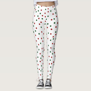 Red and Green Holiday Christmas Polka dot Leggings