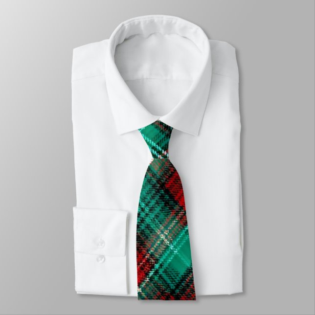 Red and green holiday plaid tie (Tied)