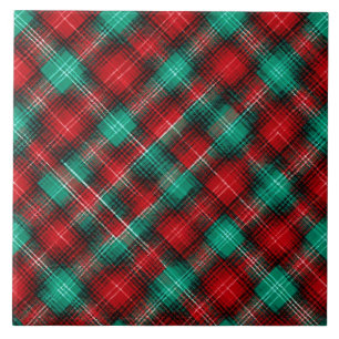 Red and green holiday plaid tile