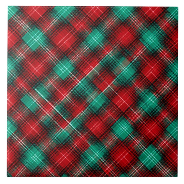 Red and green holiday plaid tile (Front)