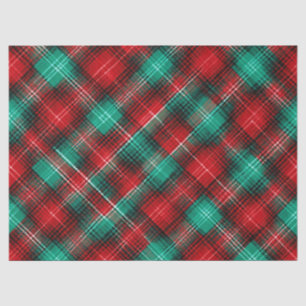 Red and green holiday plaid tissue paper