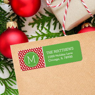 Red and Green Holiday Polka Dots Monogram