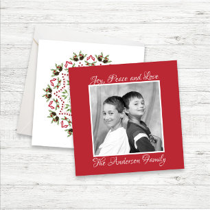 Red and Green Holly Berries Christmas Photo Holiday Card