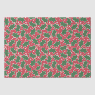 Red and Green Holly Christmas Tissue Paper