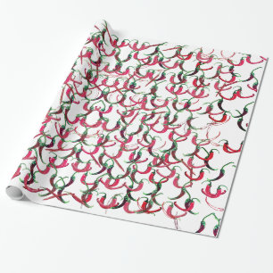 Red and green hot peppers  wrapping paper
