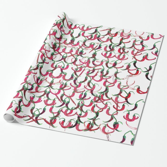 Red and green hot peppers  wrapping paper (Unrolled)