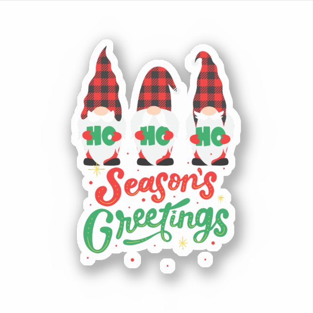 Red and Green Illustration Gnomes Merry Christmas (Front)