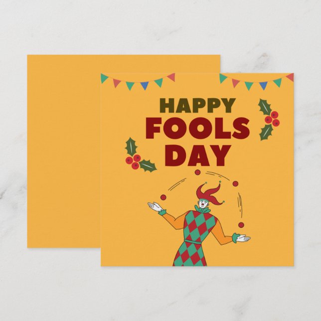 Red And Green Juggling Jester Ceramic  Holiday Card (Front/Back)