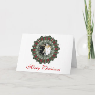 Red and Green Kaleidoscope Christmas Wreath Photo  Holiday Card