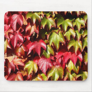 Red and green leaves mouse pad