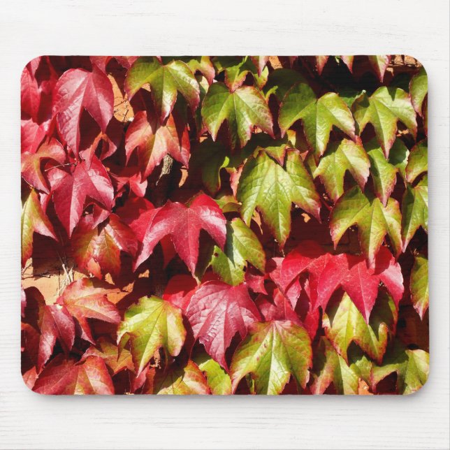 Red and green leaves mouse pad (Front)