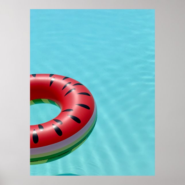 Red and green lifebuoy on swimming pool poster (Front)