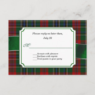Red and Green MacClain Tartan Wedding RSVP Card