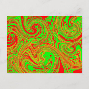 Red And Green Marble Art Postcard