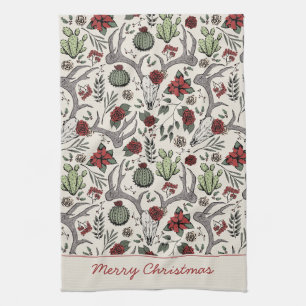 Red and Green Merry Christmas Country Cowgirl Kitchen Towel