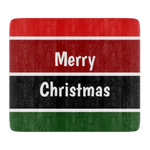 Red And Green Merry Christmas Cutting Board