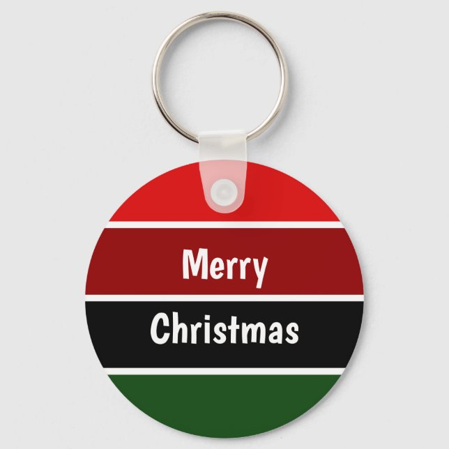 Red And Green Merry Christmas Keychain (Front)