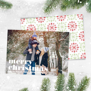 Red and Green Merry Christmas Photo Holiday Card