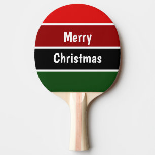 Red And Green Merry Christmas Ping Pong Ball Paddle