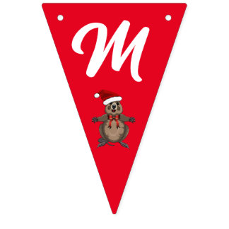 Red and Green Merry Christmas Quokka Bunting Flags