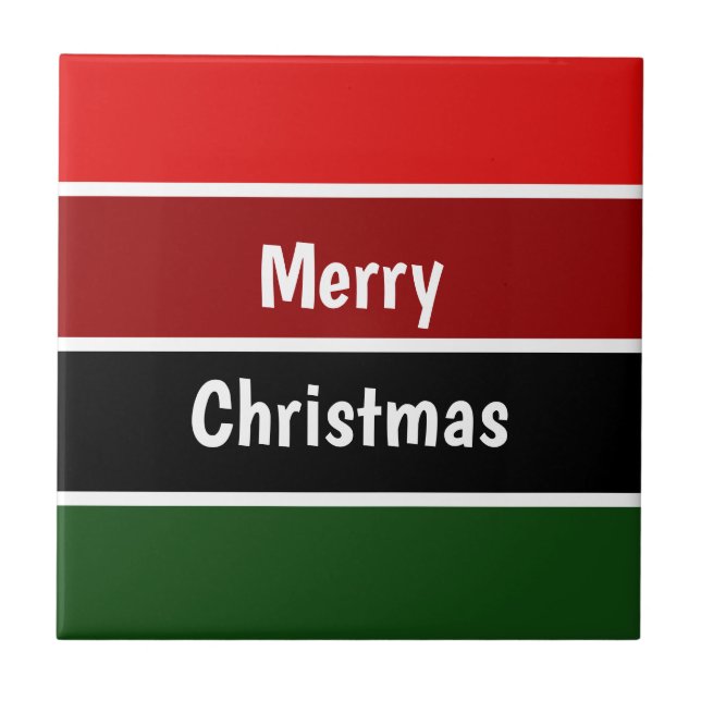 Red And Green Merry Christmas Tile (Front)